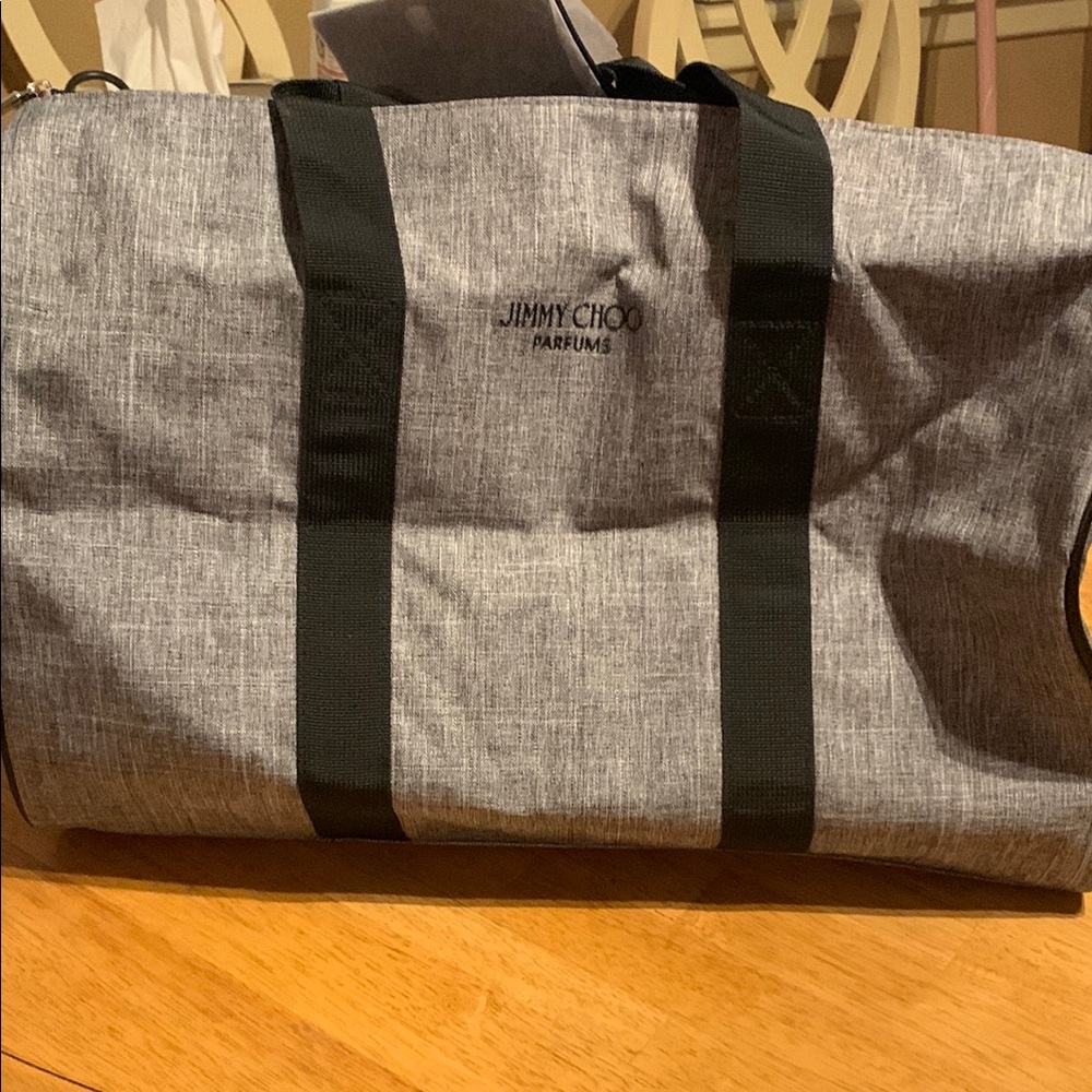 Jimmy Choo Gray and Black Textured Duffel Bag